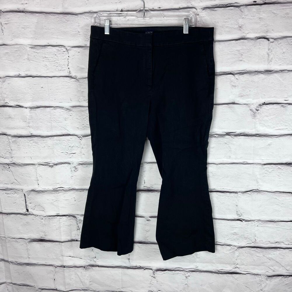 J.Crew Kelsey Pant Black Cropped Kick Flare Stretch Career Ankle Trouser Size 12 - Picture 2 of 9